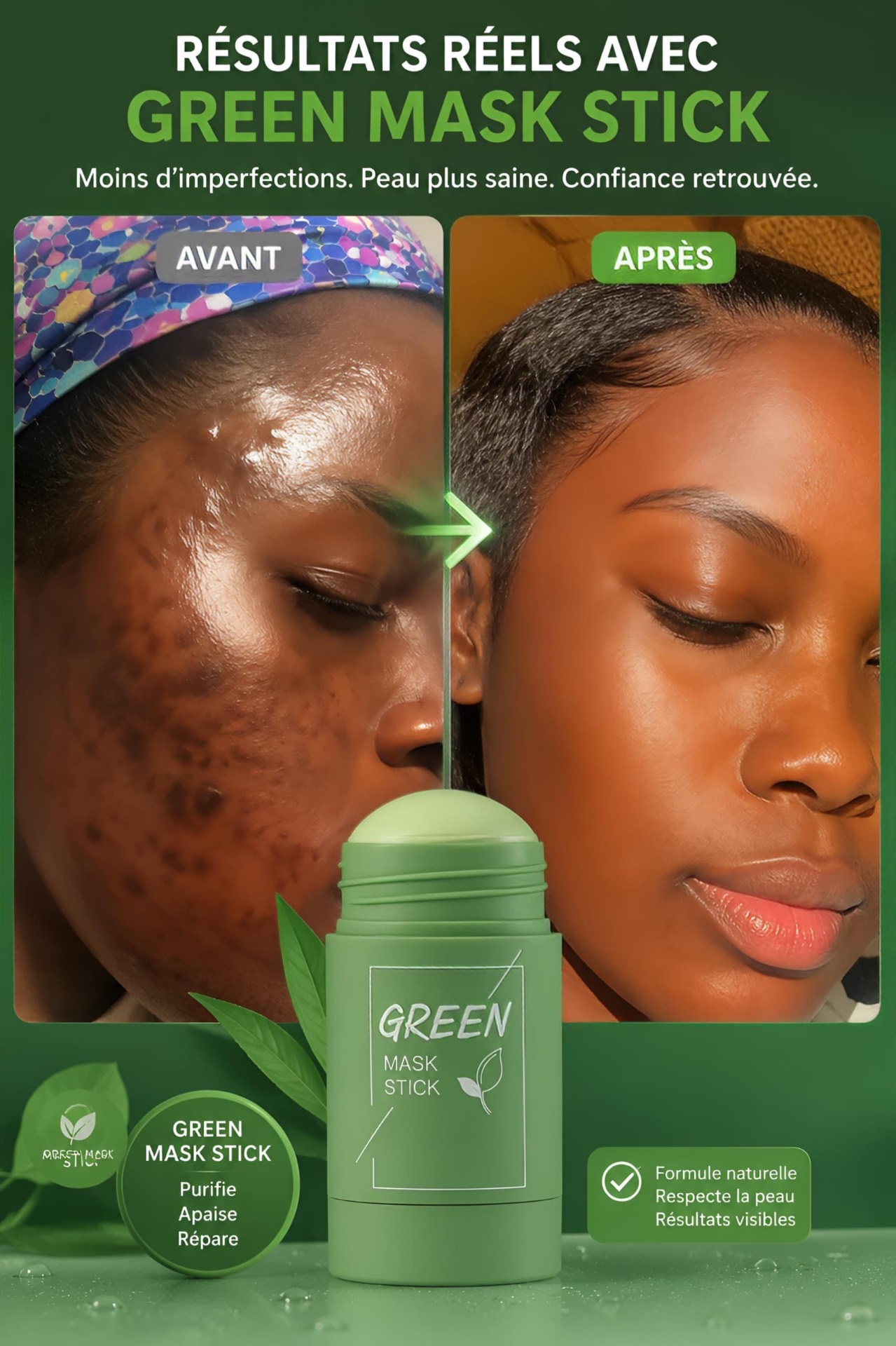 Avant / Après Green Mask Stick
